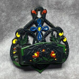 Vintage Hand-Painted Cast Iron Match Holder By Wilton Products Inc.